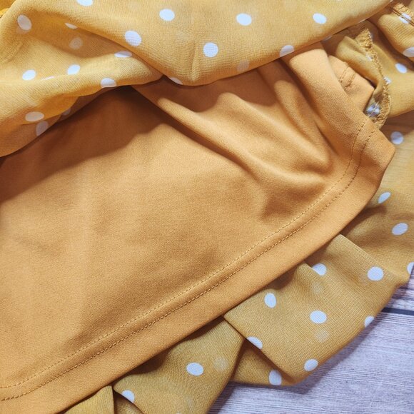 SOLD Cotton On Yellow Polka Dot Balloon Sleeve Button Detail Dress - Picture 7 of 10